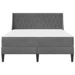 Small Dark Grey Velvet Bed Frame with Mattress Plywood Slatted Base