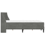 Small Dark Grey Velvet Bed Frame with Mattress Plywood Slatted Base