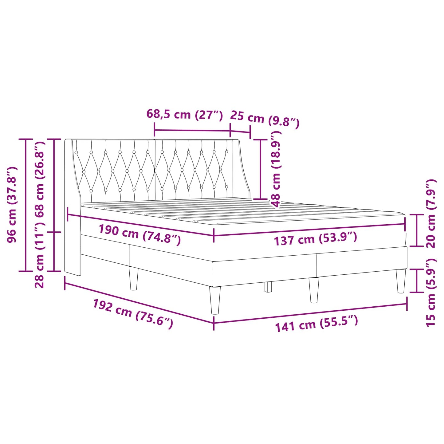 Small Dark Grey Velvet Bed Frame with Mattress Plywood Slatted Base