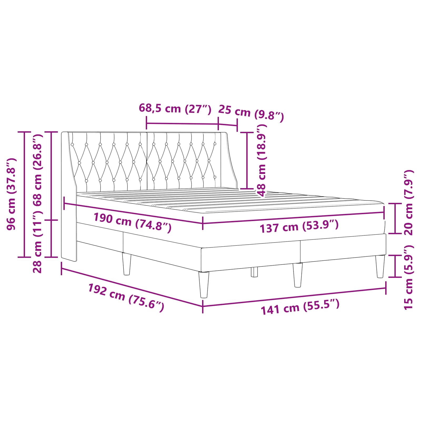 Small Dark Grey Velvet Bed Frame with Mattress Plywood Slatted Base