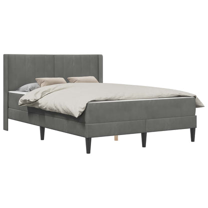 Small Double Dark Grey Bed Frame with Medium Firm Mattress Plywood Velvet