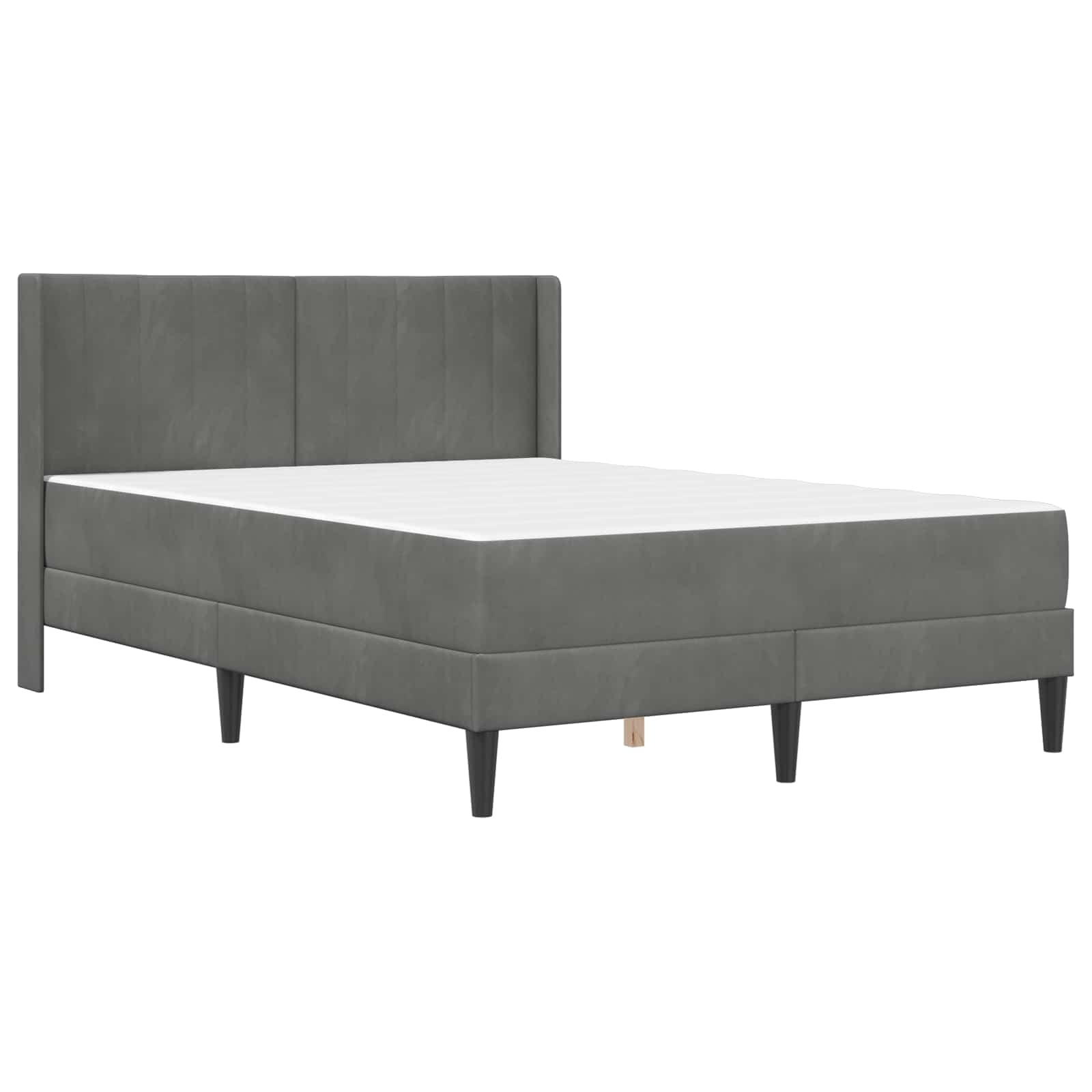 Small Double Dark Grey Bed Frame with Medium Firm Mattress Plywood Velvet