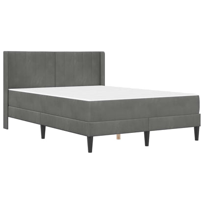 Small Double Dark Grey Bed Frame with Medium Firm Mattress Plywood Velvet