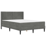 Small Double Dark Grey Bed Frame with Medium Firm Mattress Plywood Velvet