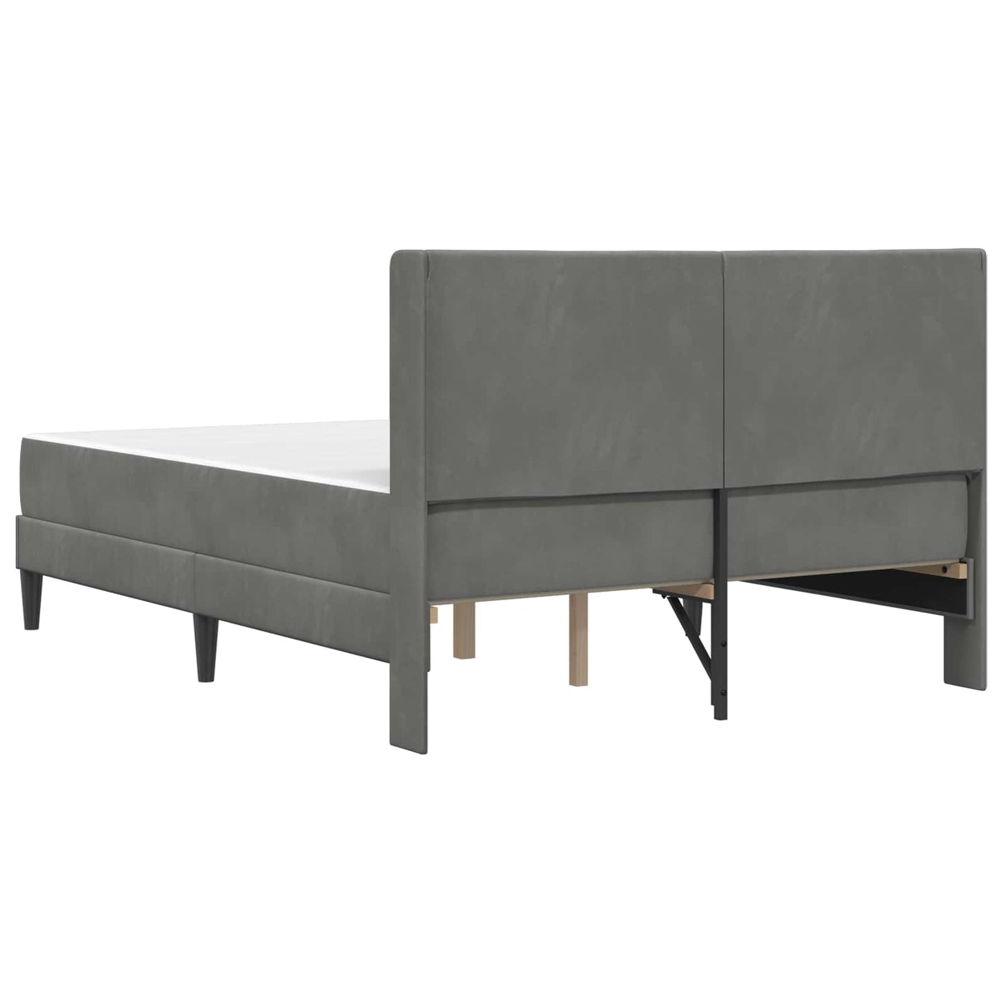 Small Double Dark Grey Bed Frame with Medium Firm Mattress Plywood Velvet