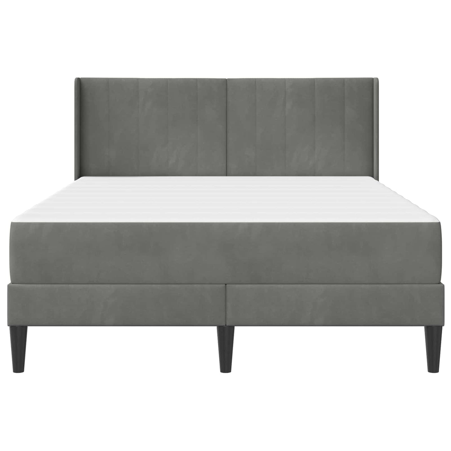 Small Double Dark Grey Bed Frame with Medium Firm Mattress Plywood Velvet