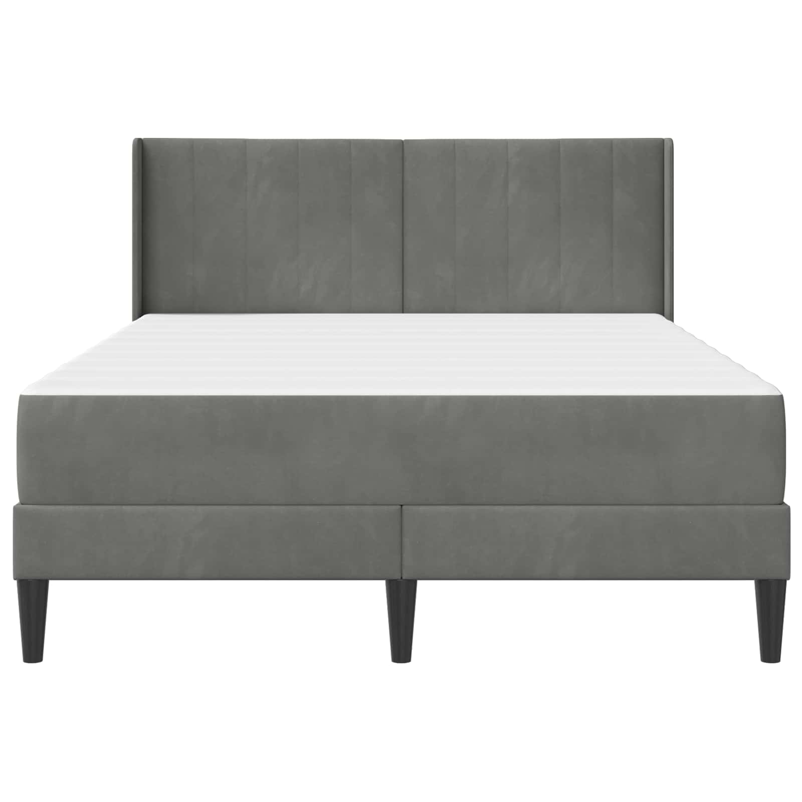Small Double Dark Grey Bed Frame with Medium Firm Mattress Plywood Velvet
