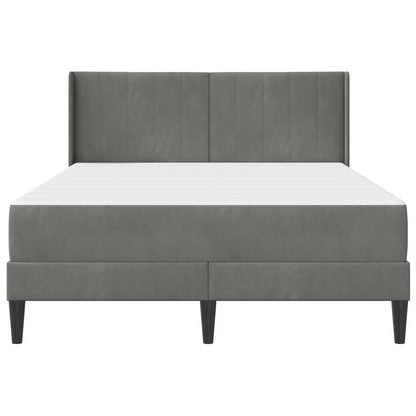 Small Double Dark Grey Bed Frame with Medium Firm Mattress Plywood Velvet