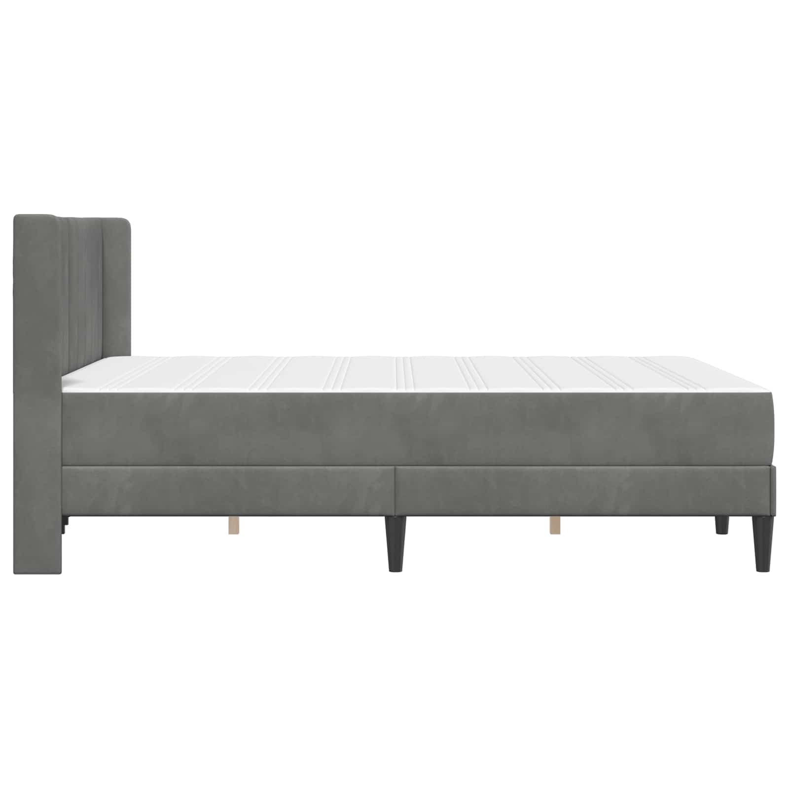 Small Double Dark Grey Bed Frame with Medium Firm Mattress Plywood Velvet