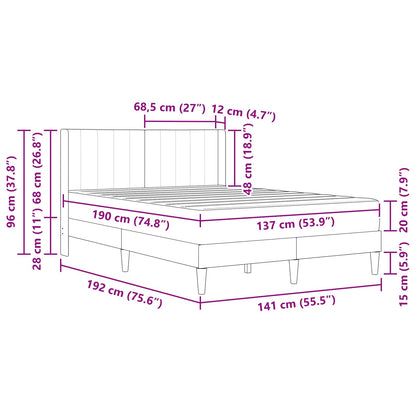 Small Double Dark Grey Bed Frame with Medium Firm Mattress Plywood Velvet