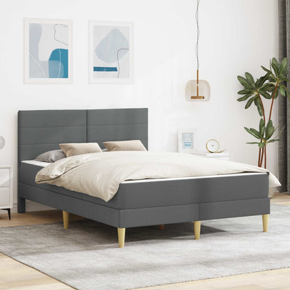Dark Grey 2-Piece Bed Frame with Pocket Spring Mattress Fabric Headboard