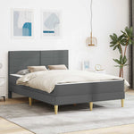 Dark Grey 2-Piece Bed Frame with Pocket Spring Mattress Fabric Headboard