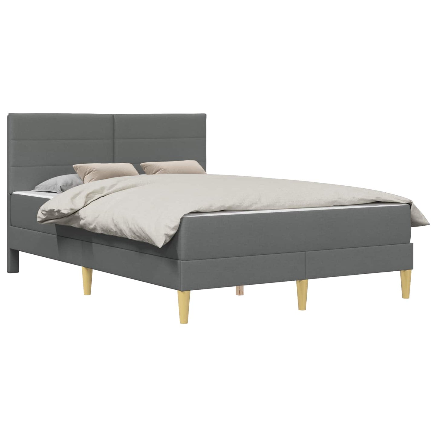 Dark Grey 2-Piece Bed Frame with Pocket Spring Mattress Fabric Headboard