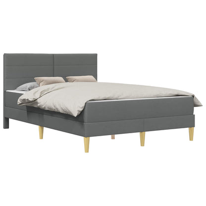 Dark Grey 2-Piece Bed Frame with Pocket Spring Mattress Fabric Headboard