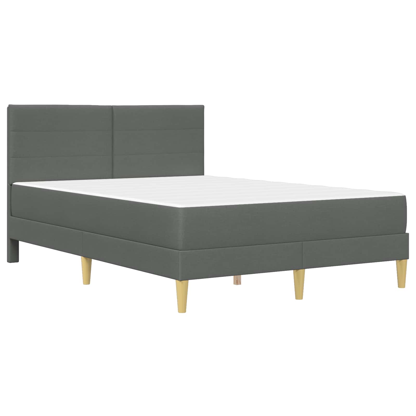 Dark Grey 2-Piece Bed Frame with Pocket Spring Mattress Fabric Headboard