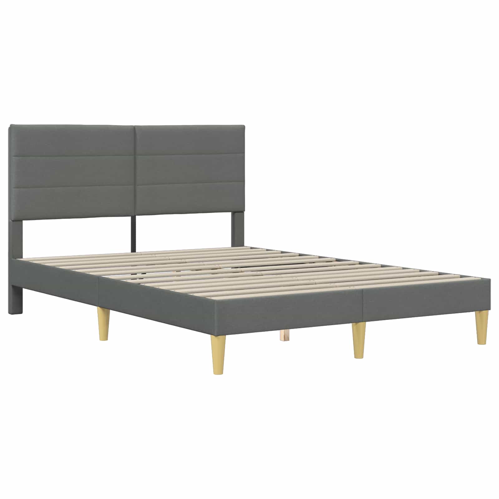 Dark Grey 2-Piece Bed Frame with Pocket Spring Mattress Fabric Headboard