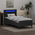 LED Bed Frame Black Faux Leather | HomeAndLiving