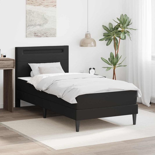 LED Bed Frame Black Faux Leather | HomeAndLiving