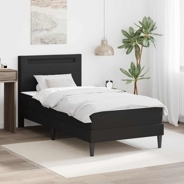  LED Bed Frame Black Faux Leather | HomeAndLiving