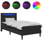 LED Bed Frame Black Faux Leather | HomeAndLiving