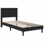 LED Bed Frame Black Faux Leather | HomeAndLiving