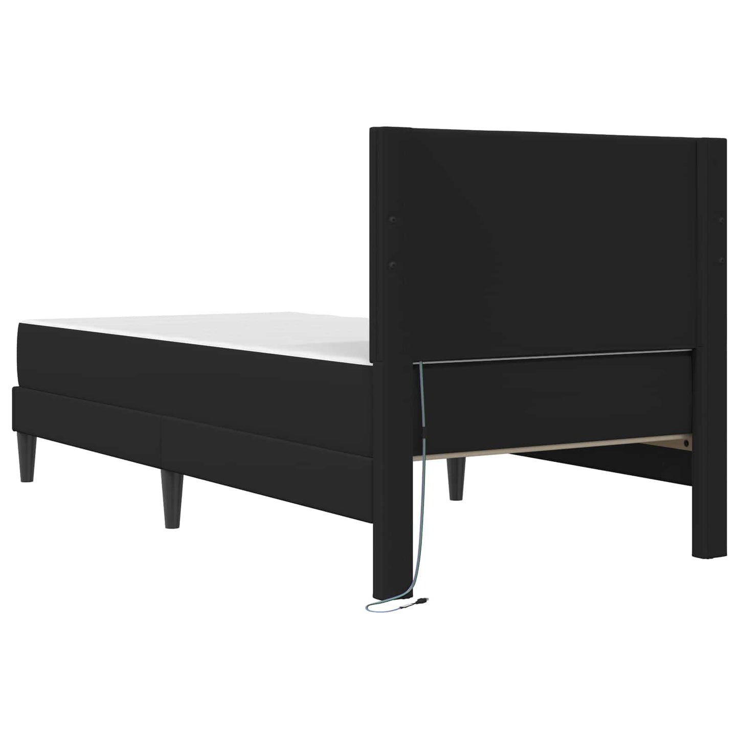 LED Bed Frame Black Faux Leather | HomeAndLiving