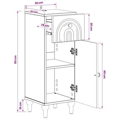 Bathroom Storage Cabinet White Compact 30x31x80cm