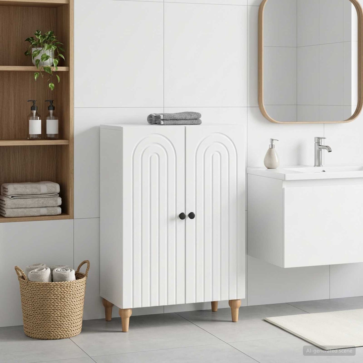 Bathroom Storage Cabinet White Slim 59.5x31x80cm