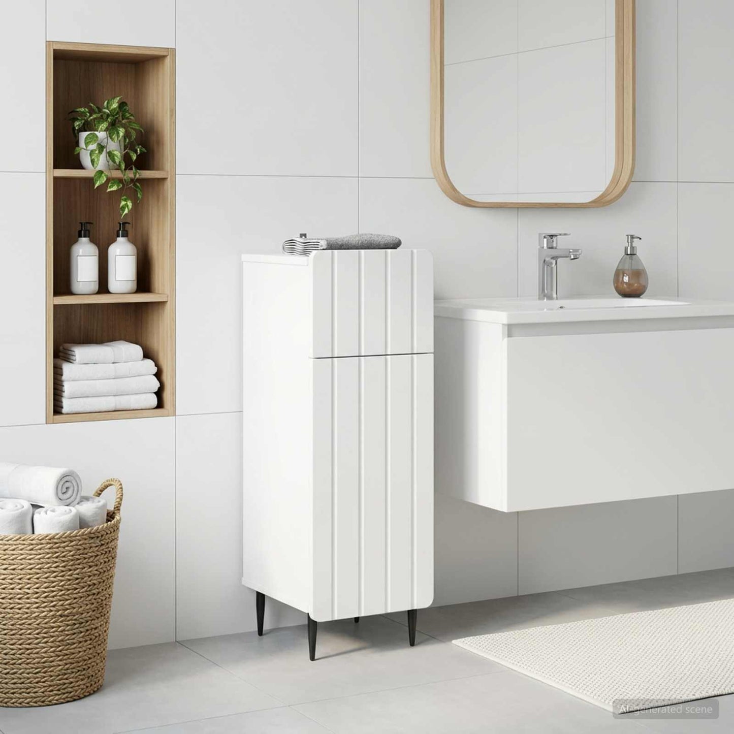 Bathroom Storage Cabinet White Slim 30x31x79.5cm