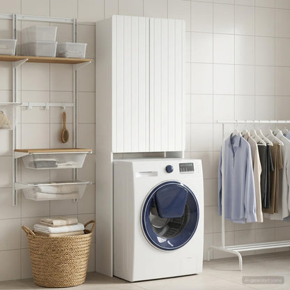 Bathroom Cabinet White Slimline 66 cm x 25.5 cm x 190 cm