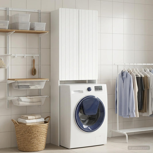 Bathroom Cabinet White Slimline 66 cm x 25.5 cm x 190 cm
