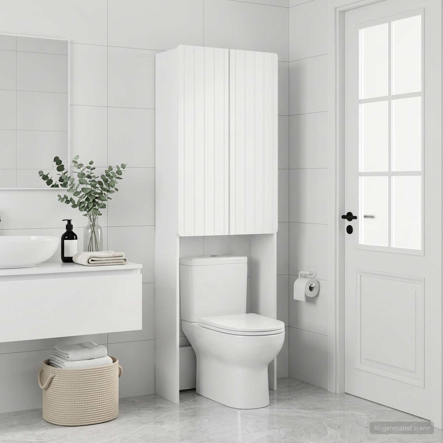 Bathroom Cabinet White Slimline 66 cm x 25.5 cm x 190 cm