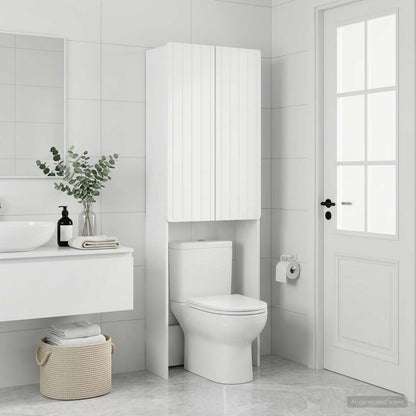 Bathroom Cabinet White Slimline 66 cm x 25.5 cm x 190 cm