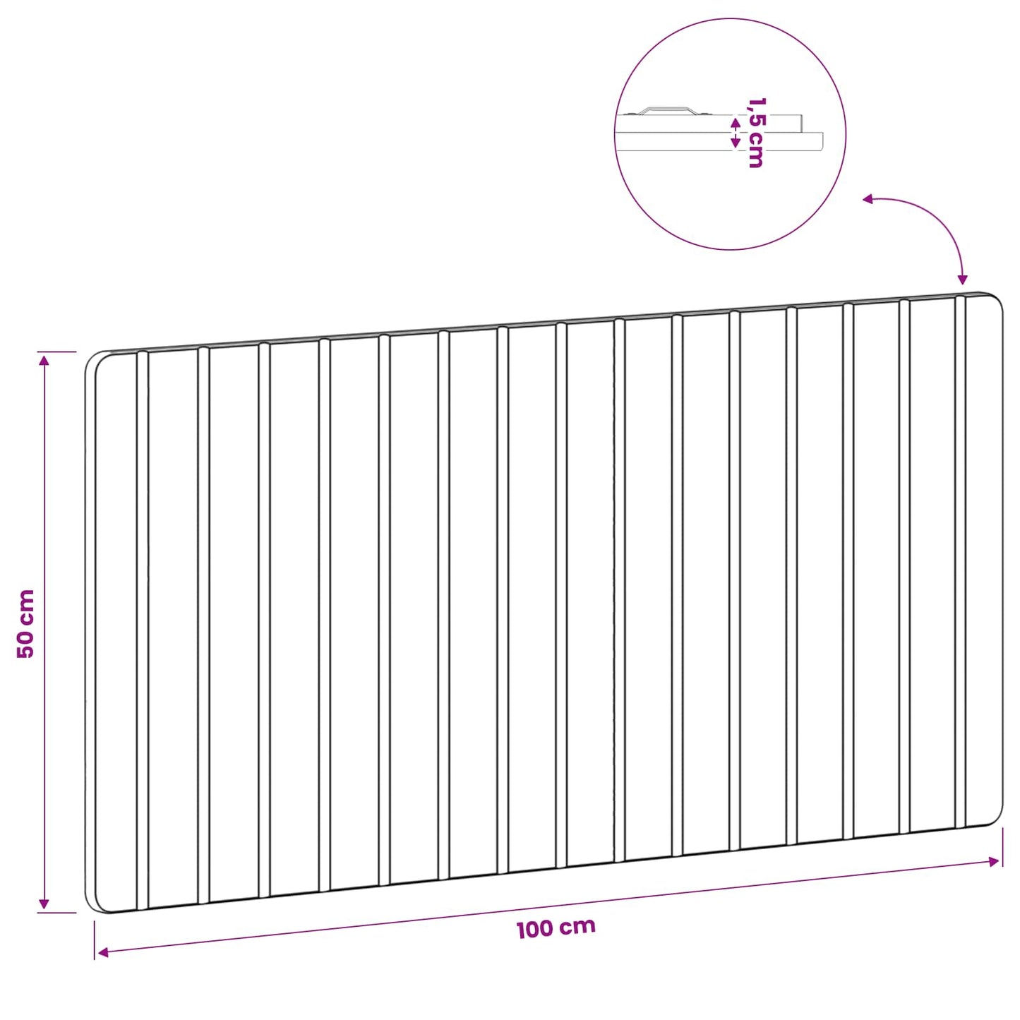 Wall Headboard Brown Engineered Wood 100 cm x 3 cm x 50 cm