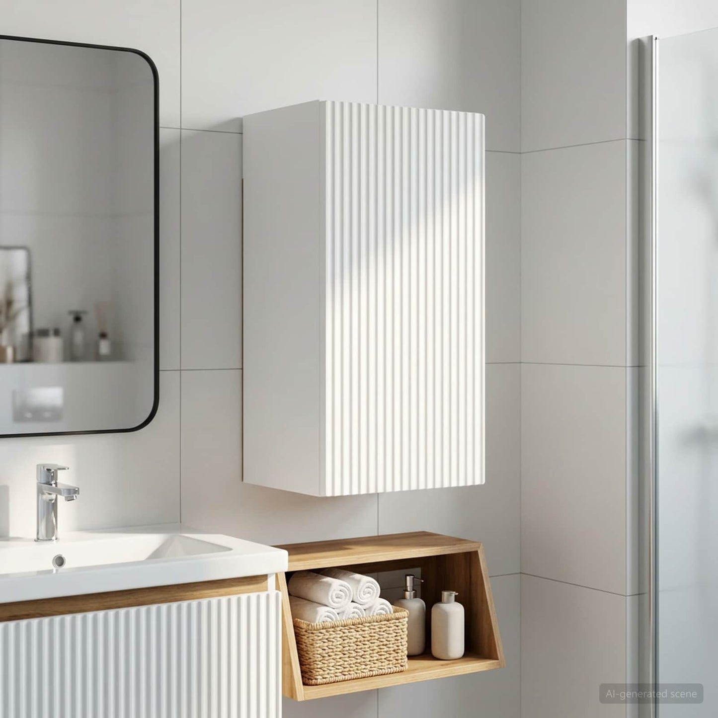 Bathroom Wall Cabinet White Slim 30x31x59cm