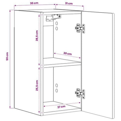 Bathroom Wall Cabinet White Slim 30x31x59cm