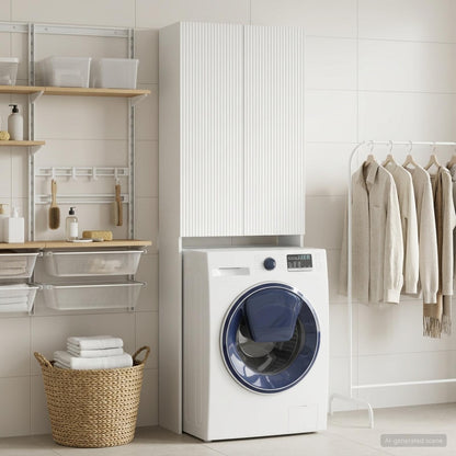 Bathroom Cabinet White Slim 66 cm x 25.5 cm x 190 cm