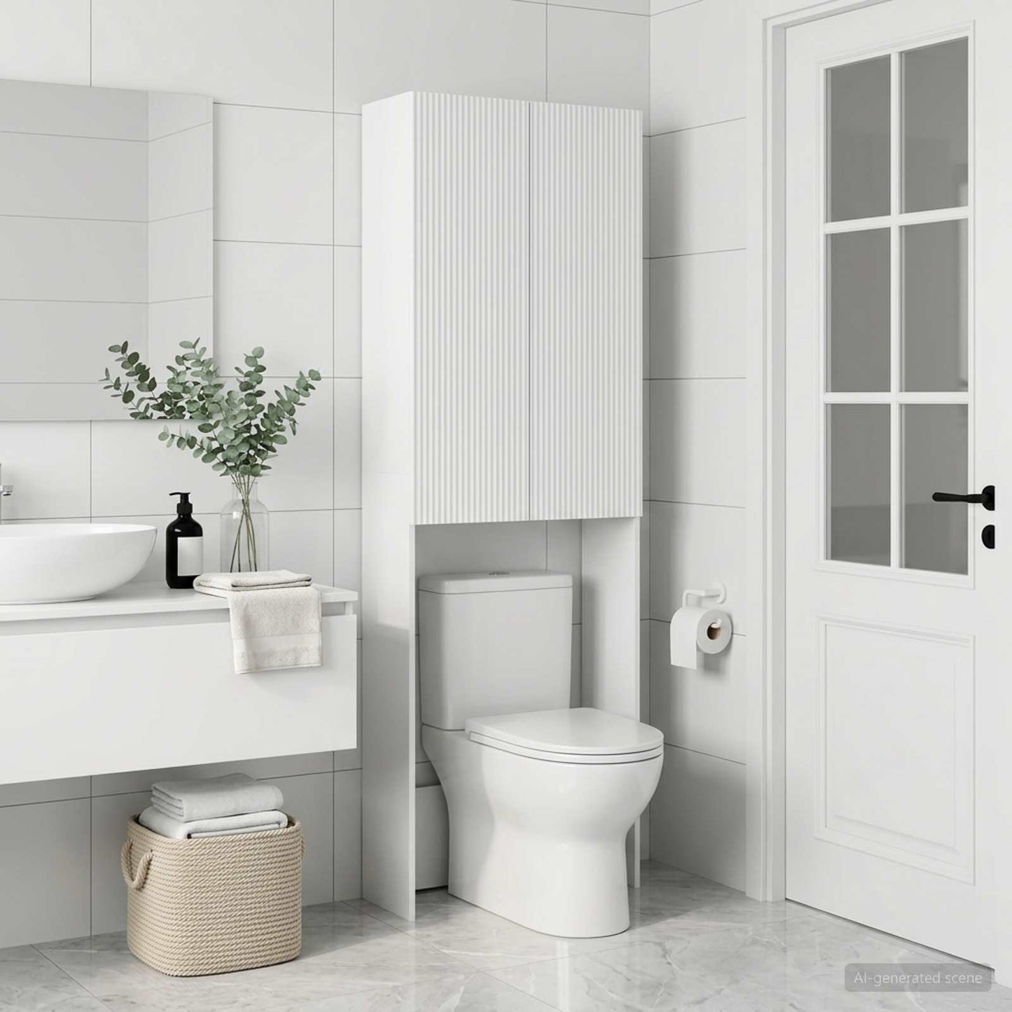 Bathroom Cabinet White Slim 66 cm x 25.5 cm x 190 cm