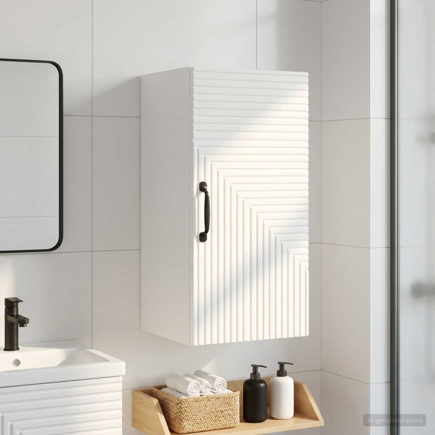 Bathroom Wall Cabinet White Compact 30x31x59cm