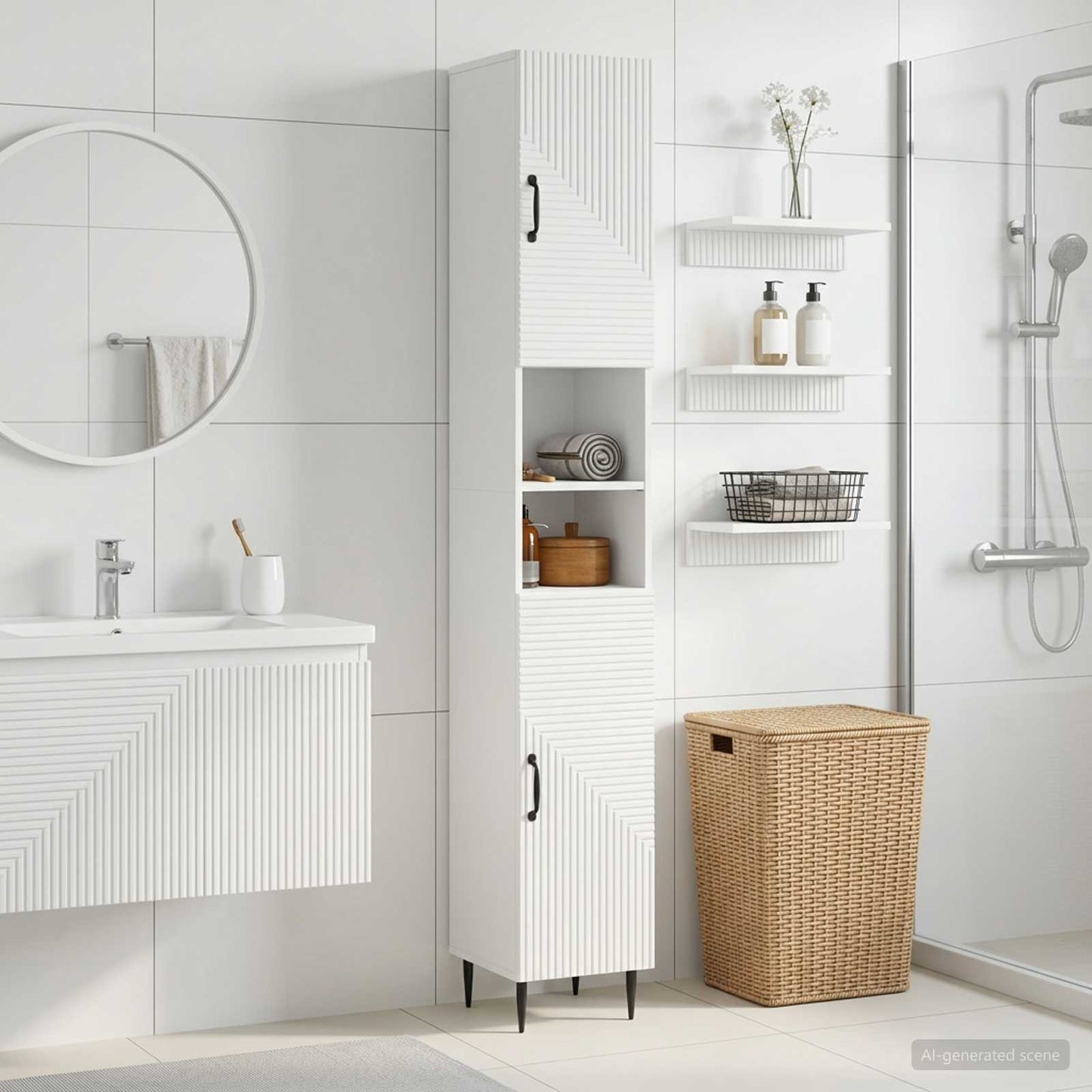 Bathroom Cabinet White Storage 30 cm x 31 cm x 190 cm
