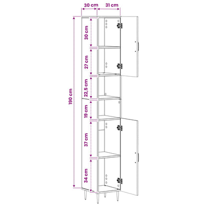 Bathroom Cabinet White Storage 30 cm x 31 cm x 190 cm