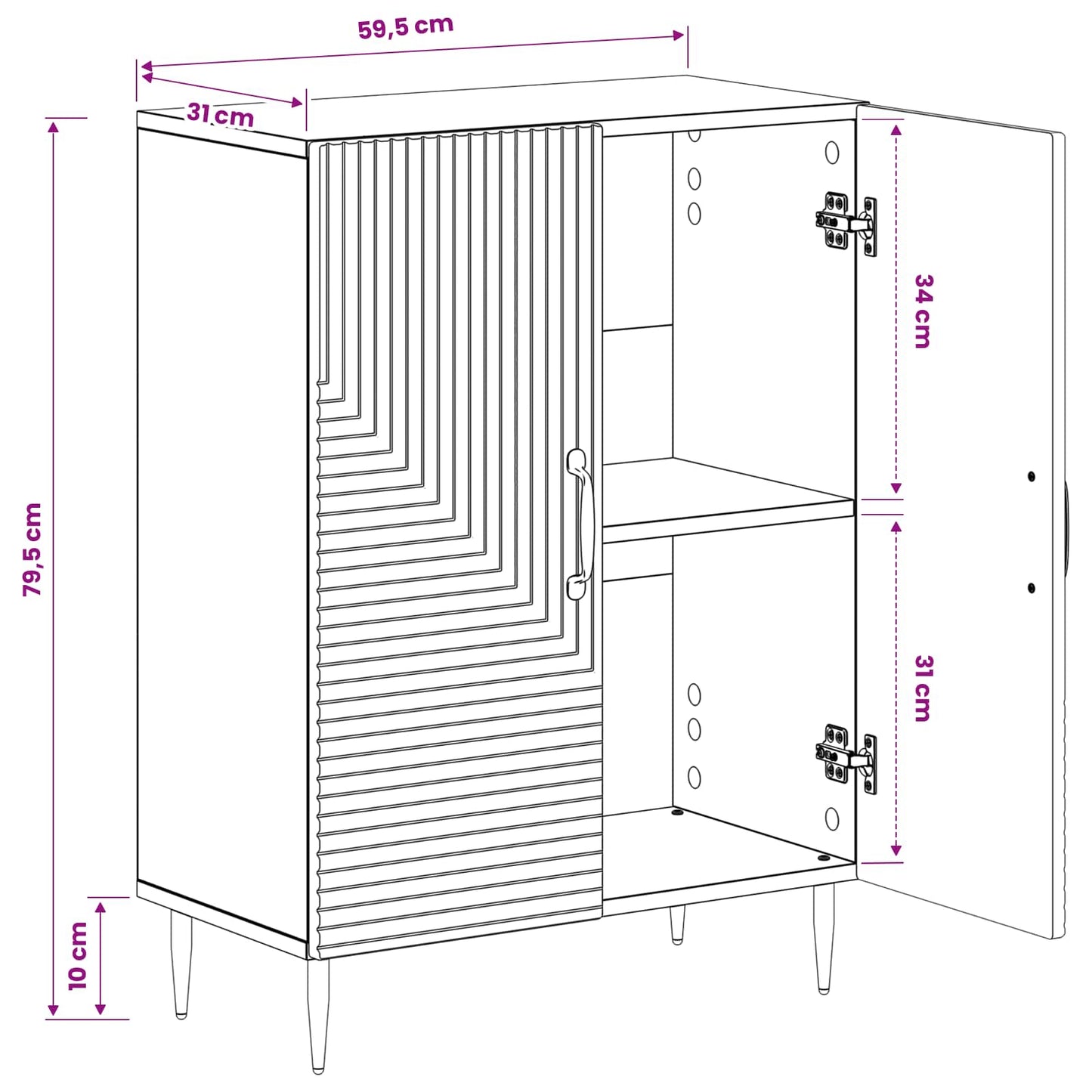 Bathroom Storage Cabinet White Modern 59.5x31x80cm