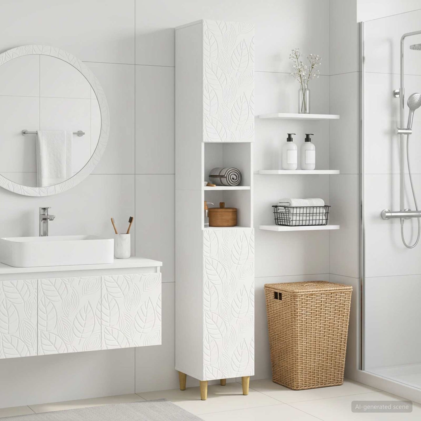 Bathroom Cabinet White Storage 30x31x190cm