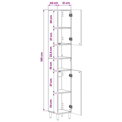 Bathroom Cabinet White Storage 30x31x190cm