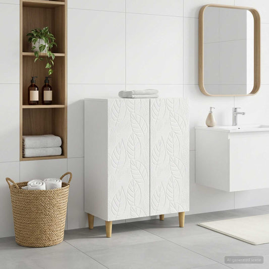 Bathroom Storage Cabinet White Compact 59.5x31x80cm