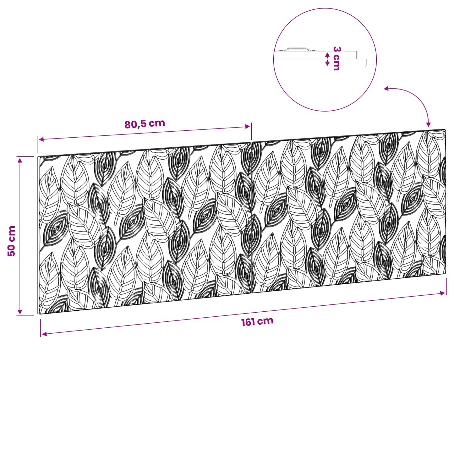 Wall Headboard Engineered Wood 160 cm x 3 cm x 50 cm