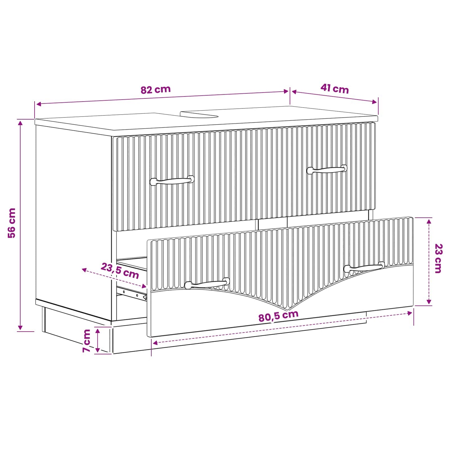 Bathroom Sink Cabinet White Modern 82x41x56cm