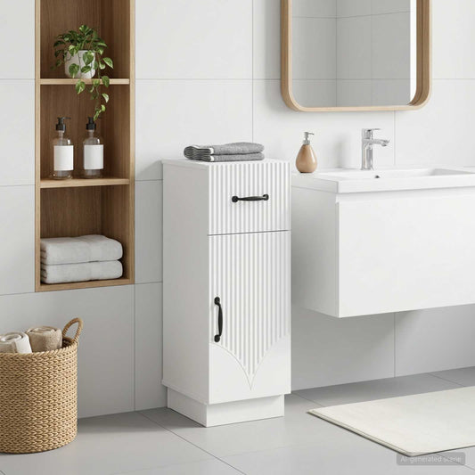 Bathroom Storage Cabinet White Slim 30x31x77cm