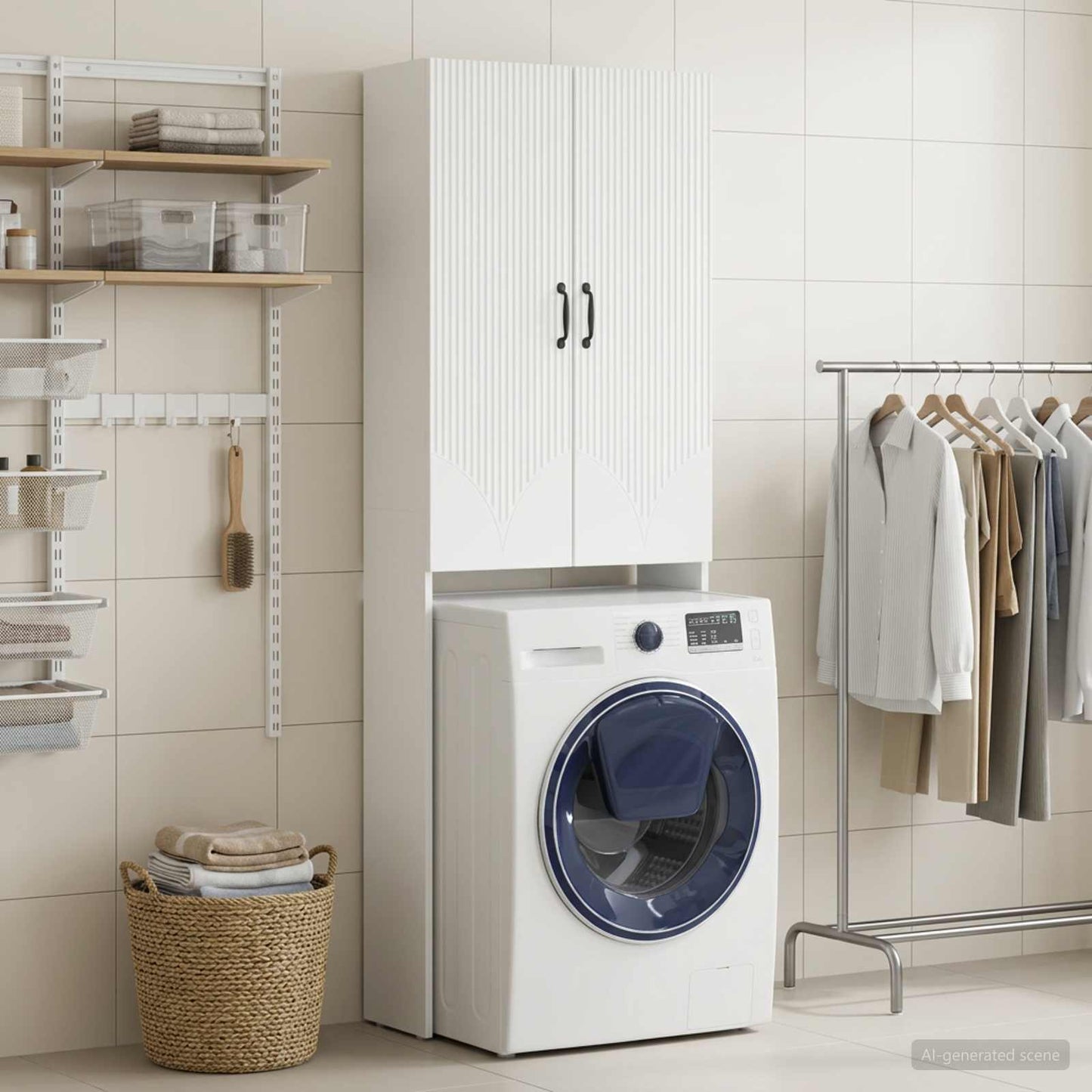 Bathroom Cabinet White Engineered Wood 66 cm x 25.5 cm x 190 cm