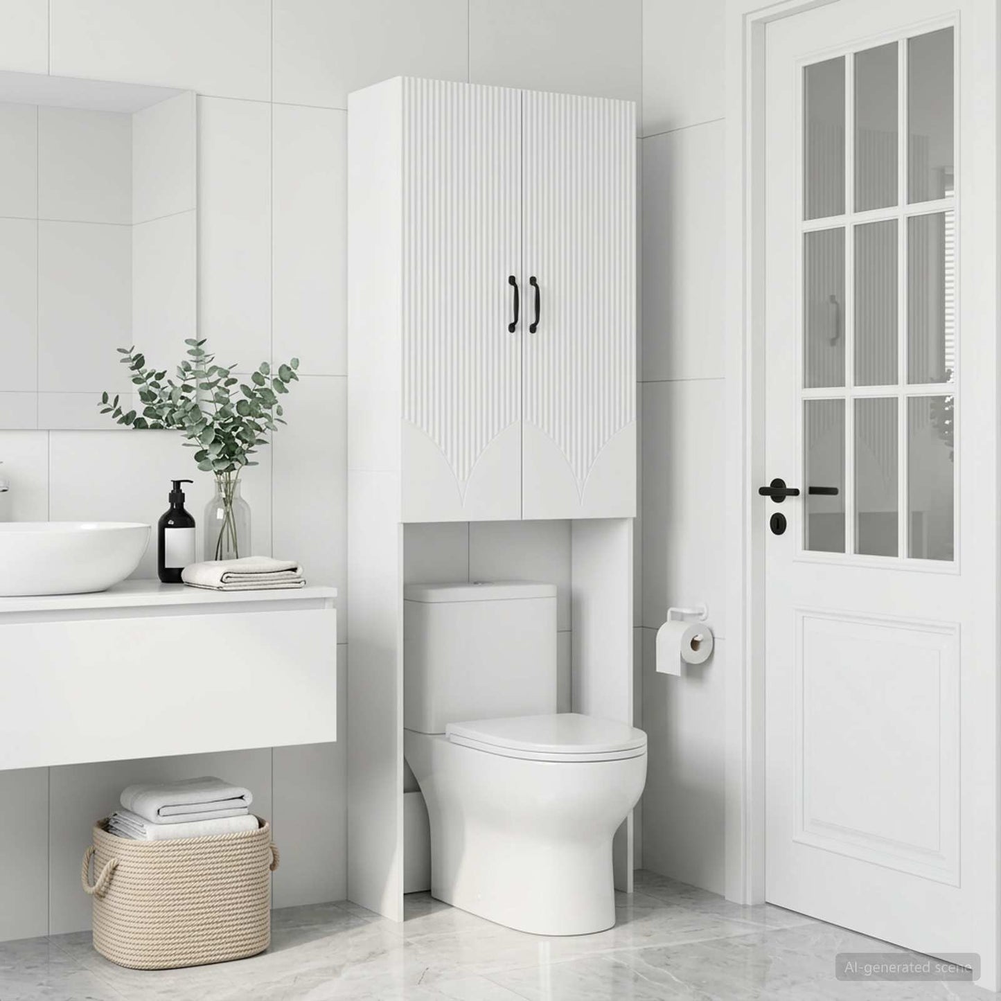 Bathroom Cabinet White Engineered Wood 66 cm x 25.5 cm x 190 cm